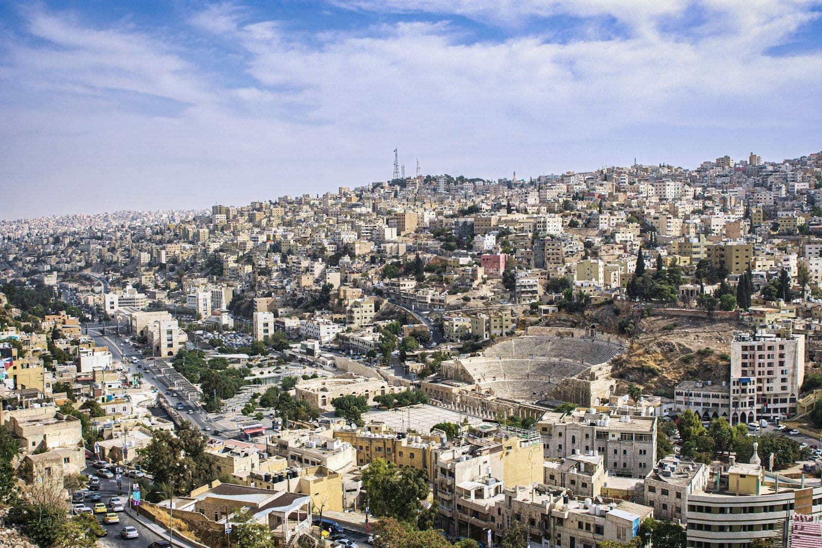 Aerial view of the Amman skyline in Jordan